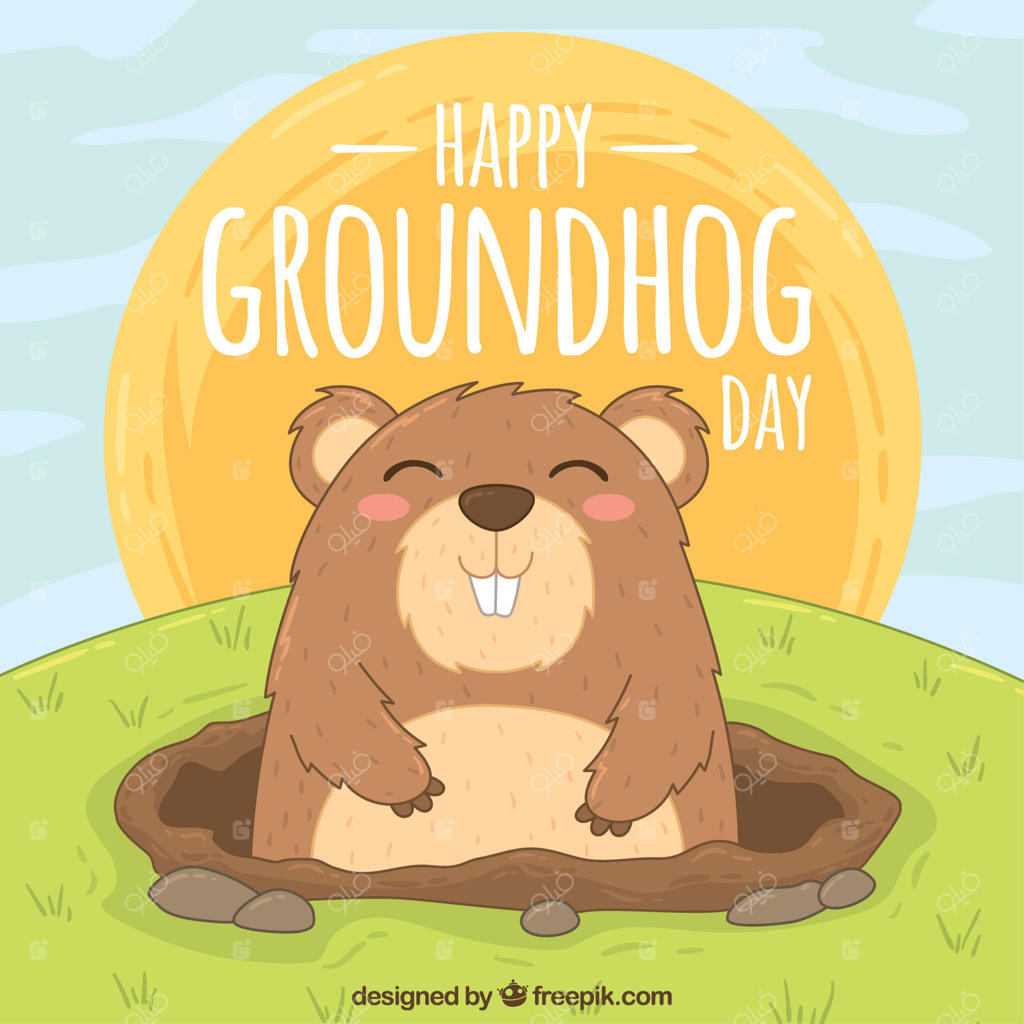 زمینه شاد روز موش خرما، طراحی دستی