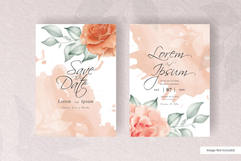 قالب دعوتنامه عروسی با طرح گل آبرنگی به سبک مینیمال