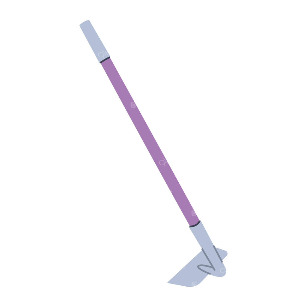 بیلچه باغبانی دسته بلند: ابزار باغبانی برای طراحی‌های بهاری و تابستانی. عنصر گرافیکی ساده.