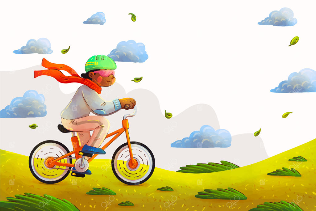 پس‌زمینه روز جهانی دوچرخه با آبرنگ