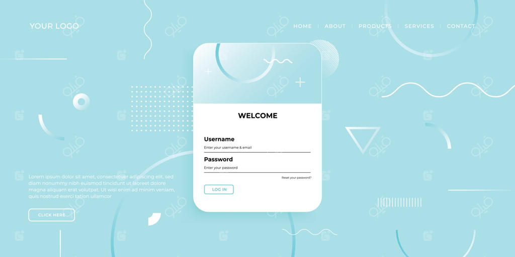 قالب صفحه فرود با الگوهای هندسی برای سایت تجاری