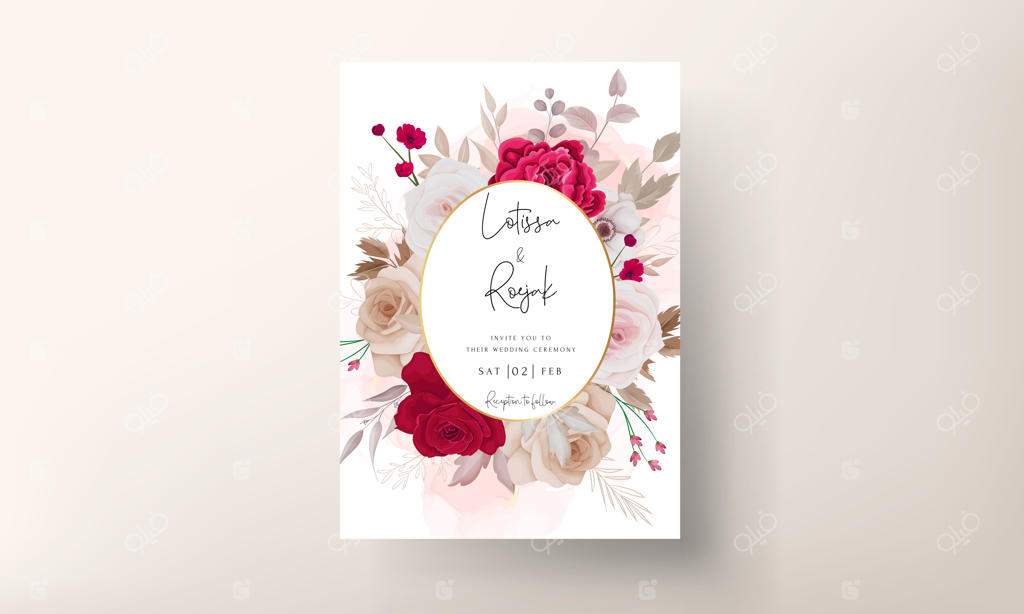 پترن دعوتنامه عروسی با طرح گل دستی