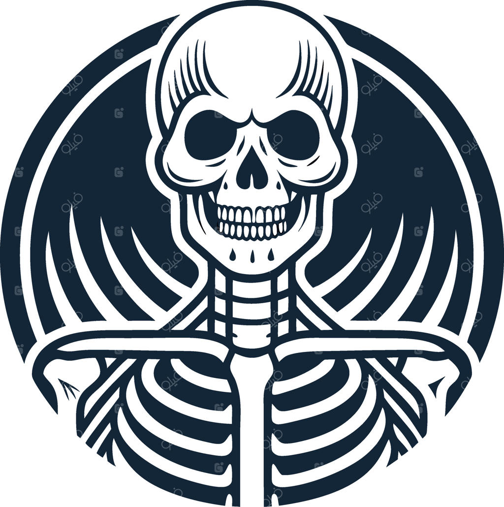 تصویرسازی پرجزئیات اسکلت و جمجمه برای طراحی تاتو و دکور هالووین