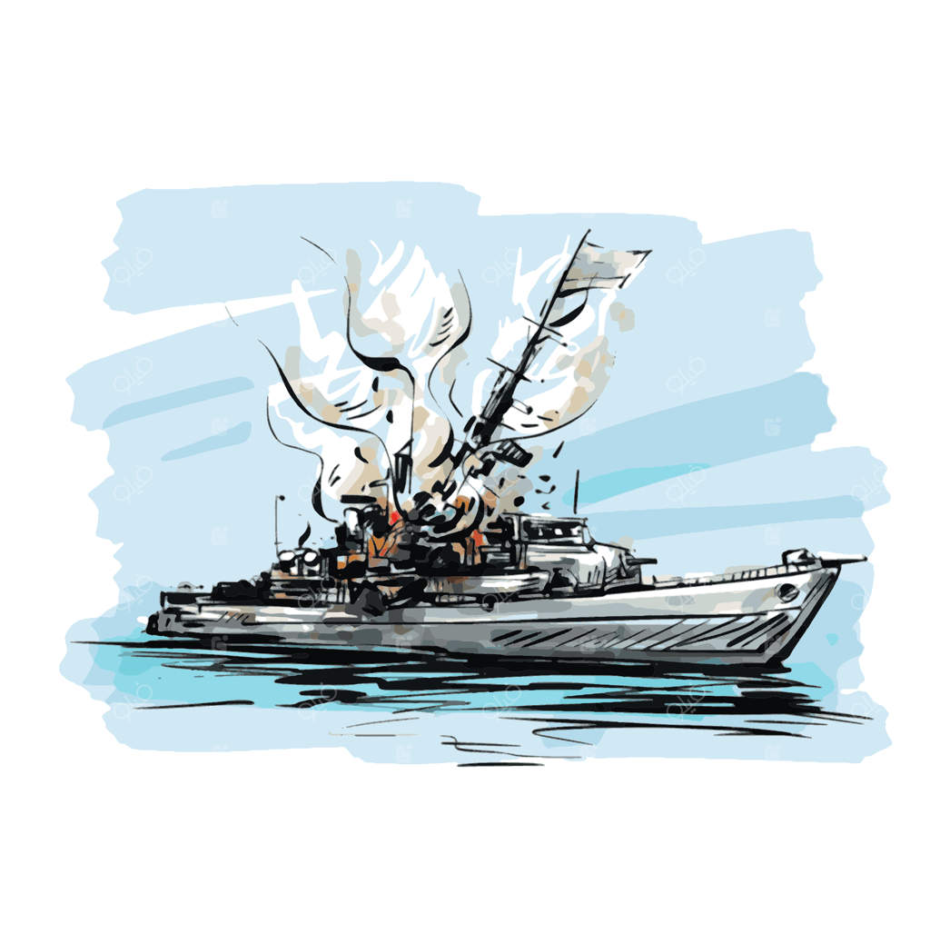 طرح یک ناو جنگی نابود شده