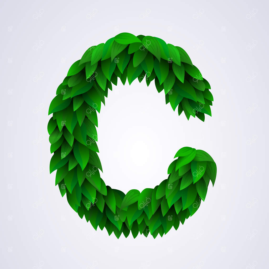 حروف الفبا ساخته‌شده از برگ‌های تازه سبز - حرف C