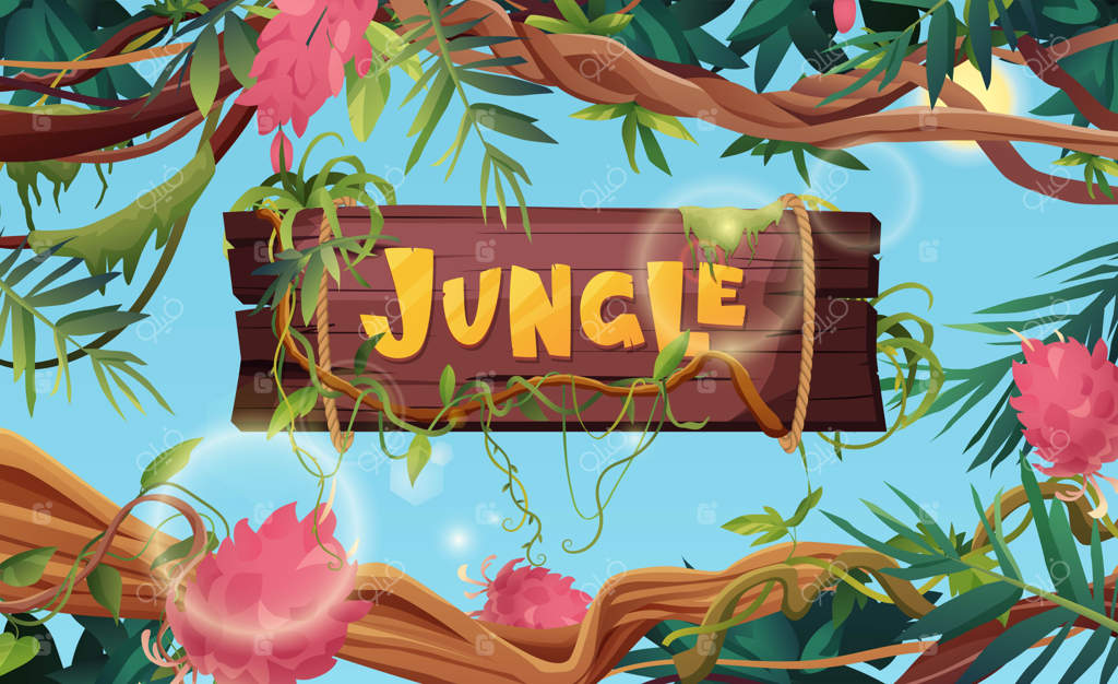 لیانا یا پیچک با شاخه‌های پیچیده و زمینه برگ‌های گرمسیری جنگل‌های بارانی