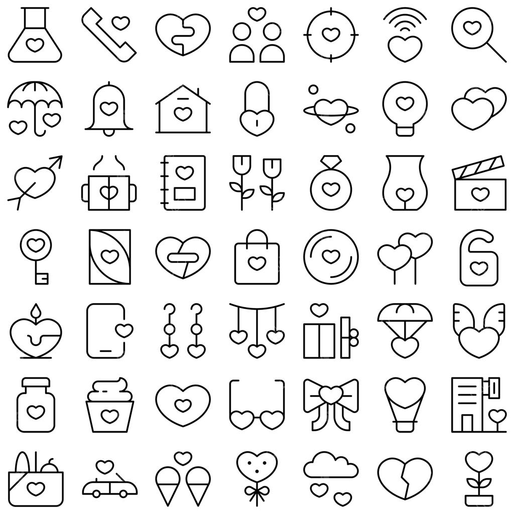مجموعه آیکون‌های نازک عشق و قلب برای ولنتاین. عالی برای رابط کاربری و اپلیکیشن‌های جدید