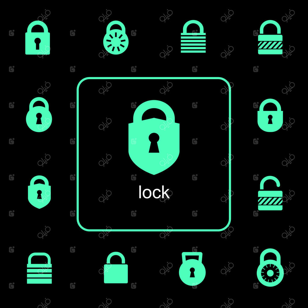 انواع مختلف قفل و نمادهای قفل