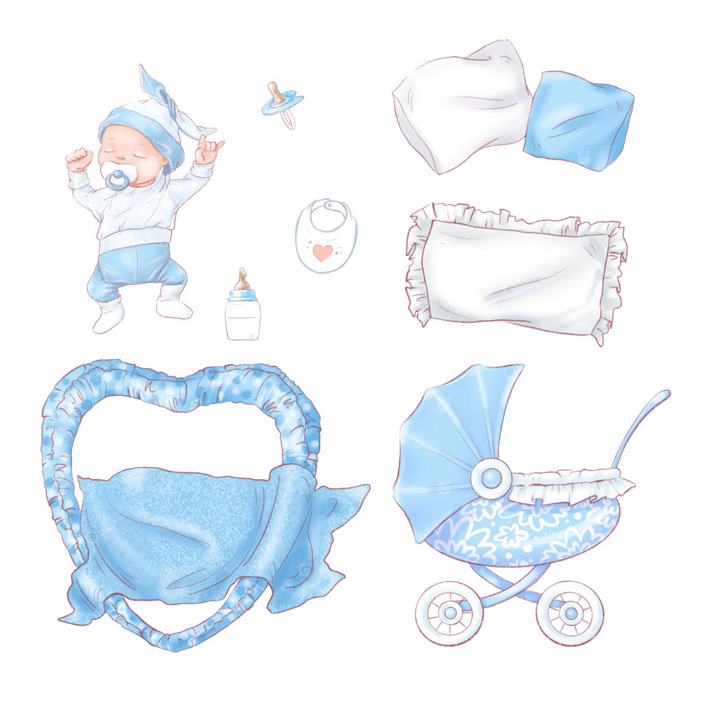 ست لوازم جشن سیسمونی و تولد نوزاد، طراحی دستی