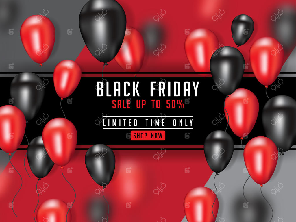 پوستر بلک فرایدی با بادکنک سه‌بعدی واقعی