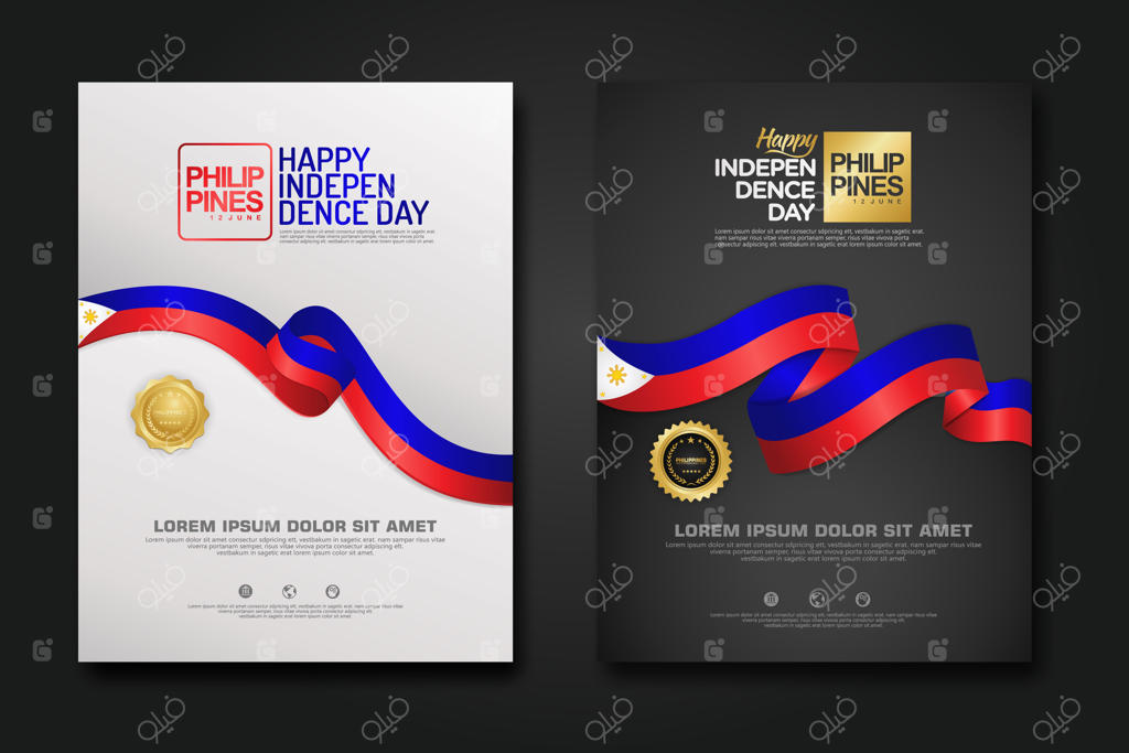 طرح پوستر تبریک روز استقلال فیلیپین به همراه قالب پس‌زمینه مناسب