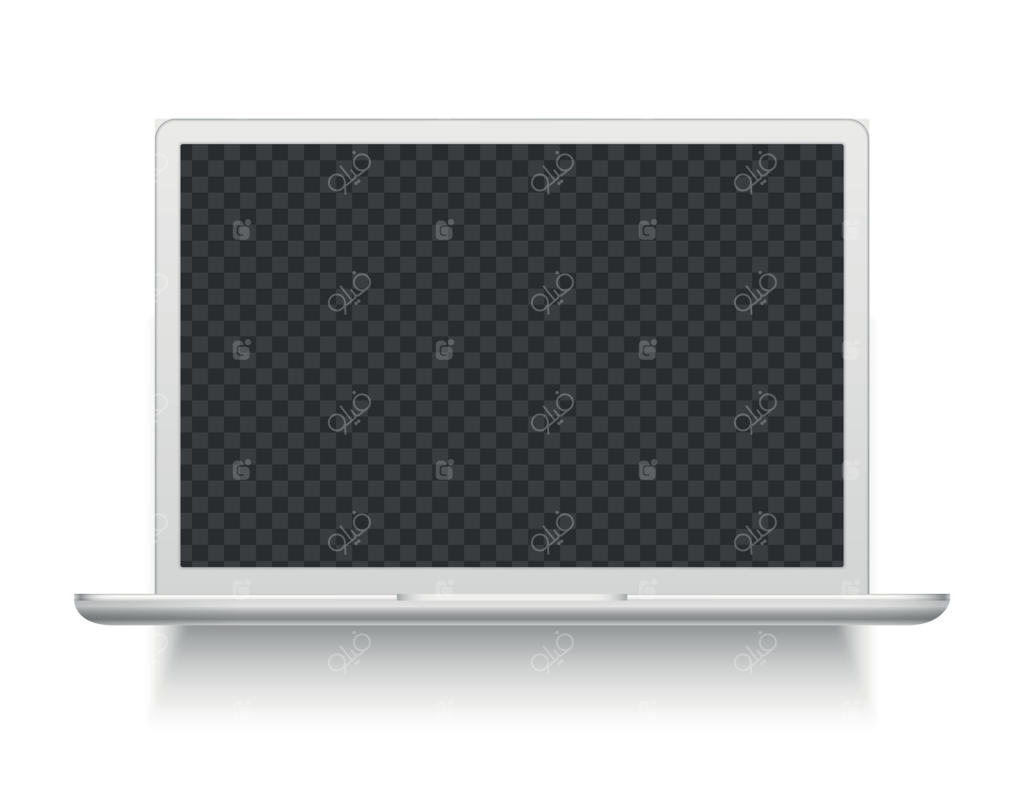 لپ‌تاپ سفید: تصویرسازی وکتور دستگاه الکترونیکی ماکاپ