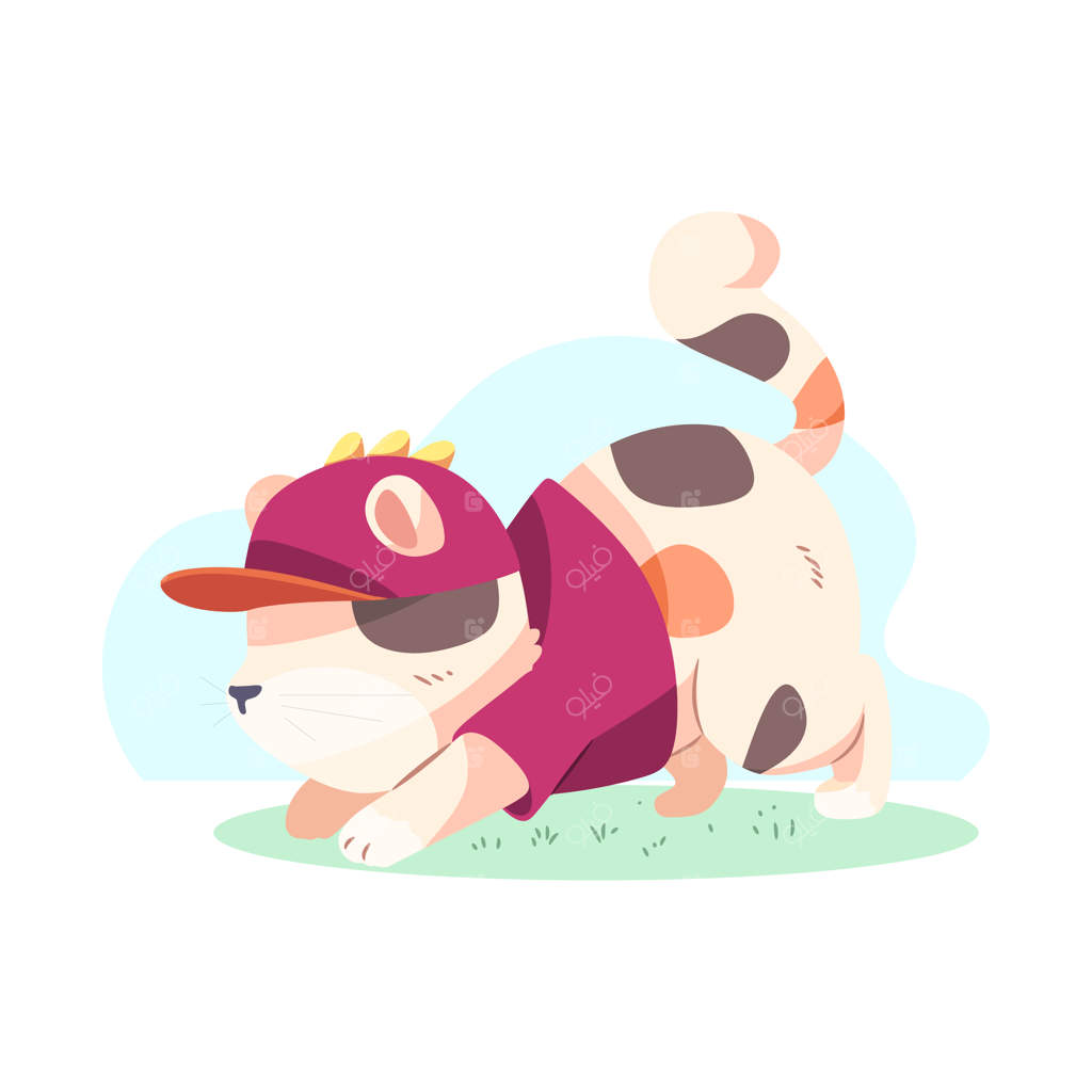 تصویری از یک گربه بازیگوش با کلاه