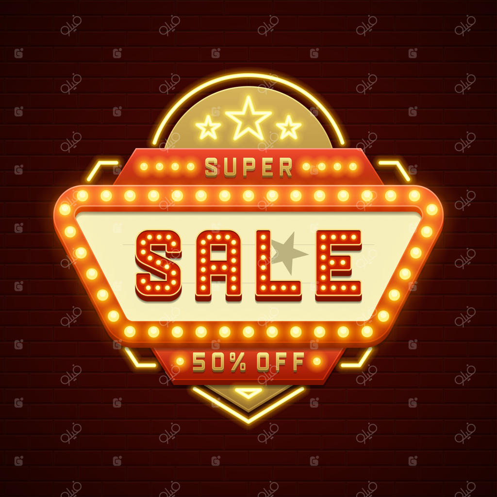 فروش تابلوی سینمای کلاسیک با قاب لامپ‌های نئون و لامپ‌های روشنایی