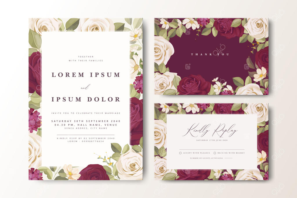 دعوتنامه عروسی شیک با طرح گل