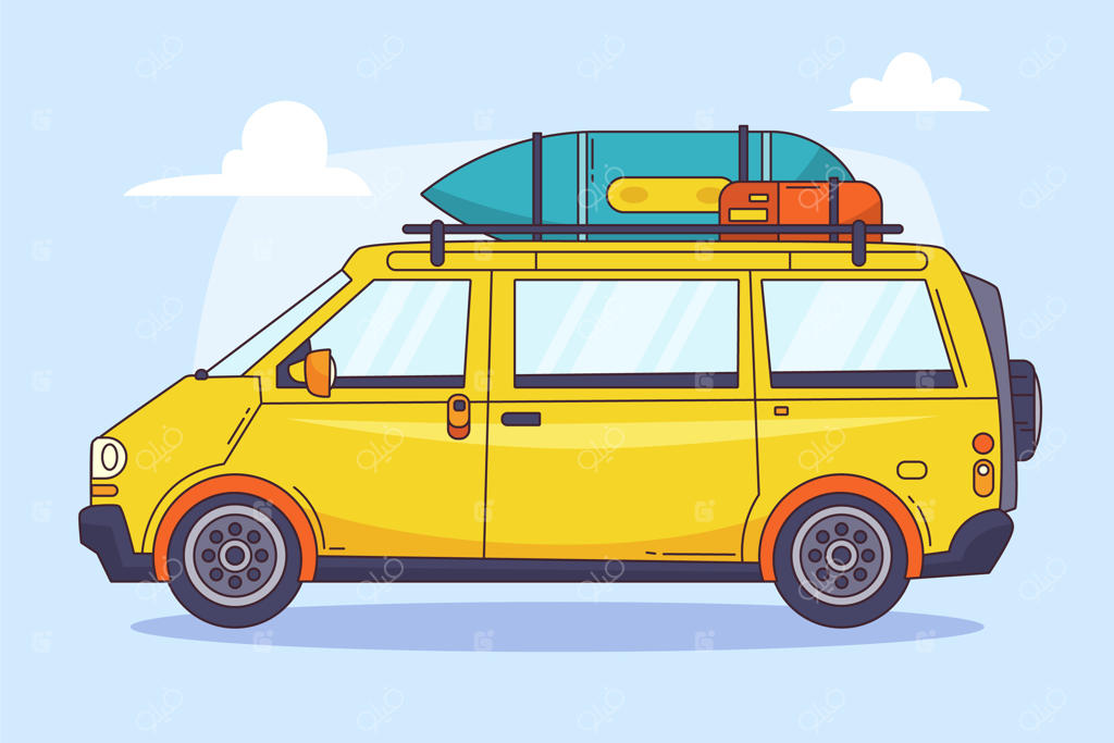 تصویرسازی کارتونی ون دستی کشیده شده