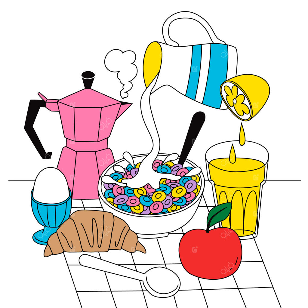 تصویرسازی دست‌کشیدۀ غذا و نوشیدنی‌ها