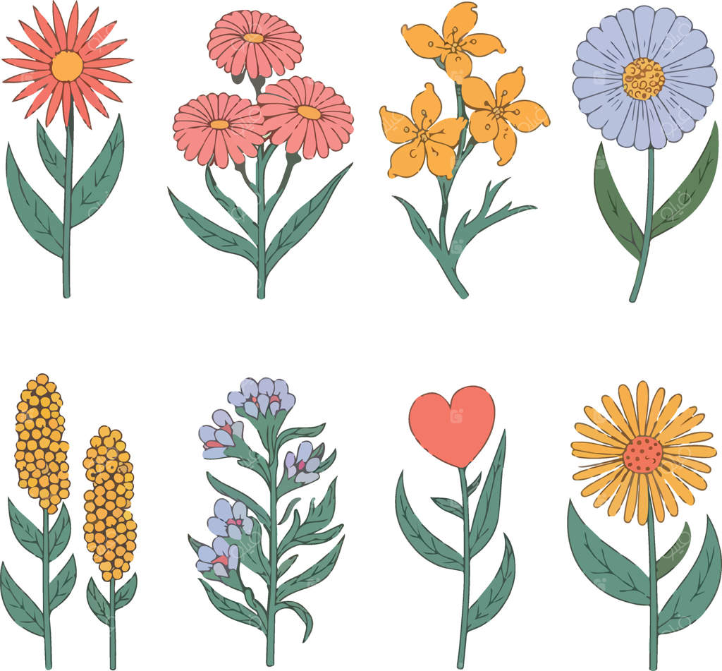 مجموعه برچسب‌های دستی باغچه گل‌های بامزه