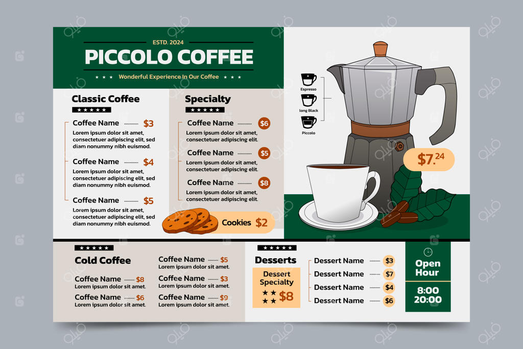 قالب منوی طراحی شده با دست