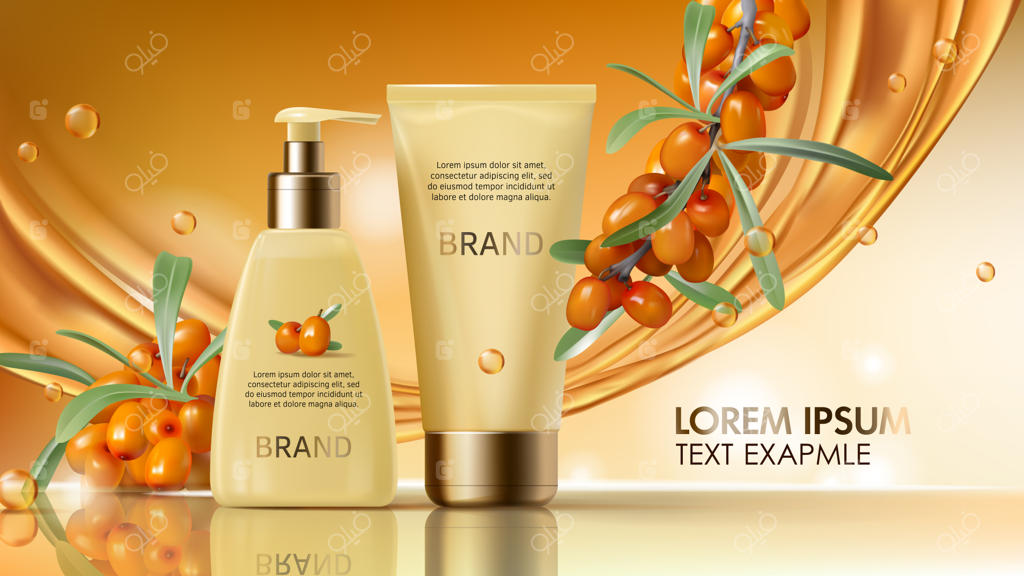 وکتور واقع‌گرایانه محصولات آرایشی سنجد تلخ