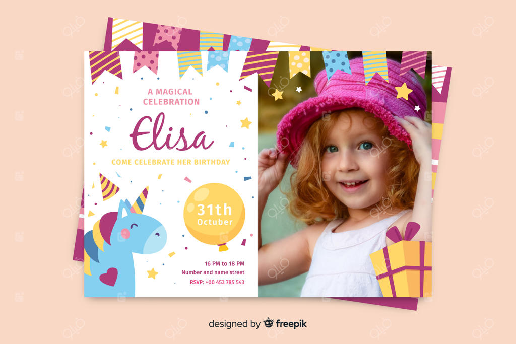 قالب دعوت‌نامه تولد با عکس