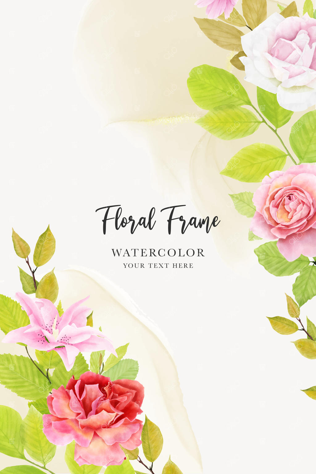 زمینه آبرنگی گل‌دار با رزهای زیبا