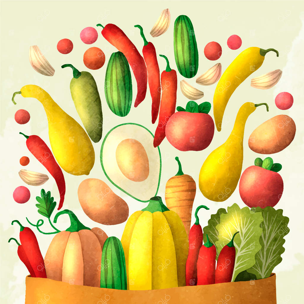 تصویرسازی روز جهانی گیاه‌خواری با آبرنگ