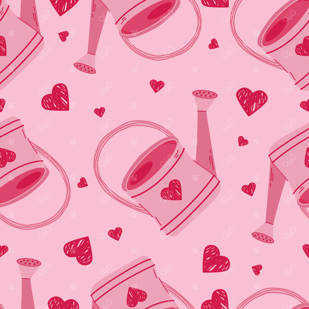 پترن یکپارچه آب‌پاش: طرح تکراری به سبک دودل برای پارچه، کاغذ کادو، کاغذ دیواری، دستمال. تصویر وکتور. ابزار باغبانی برای کار در باغ، مزرعه و ویلا