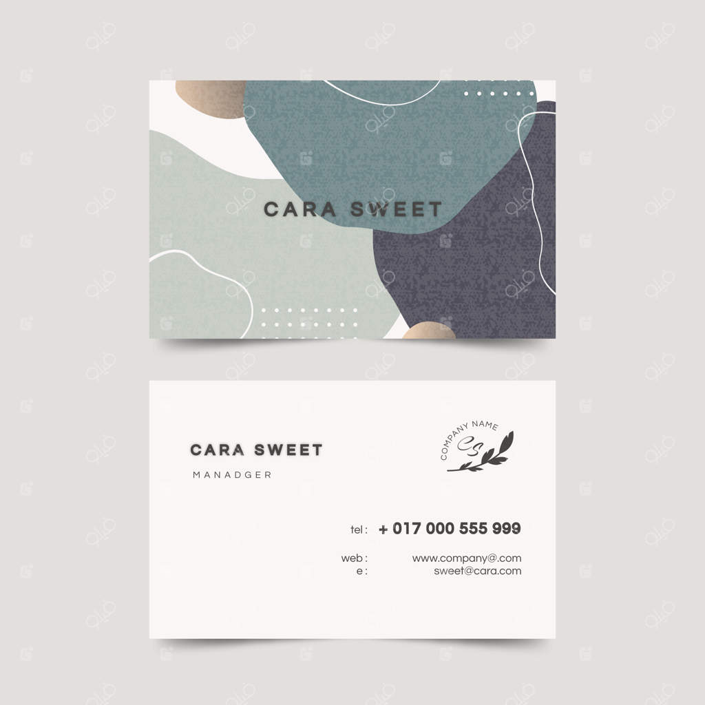 قالب کارت ویزیت انتزاعی با لکه‌های رنگی ملایم