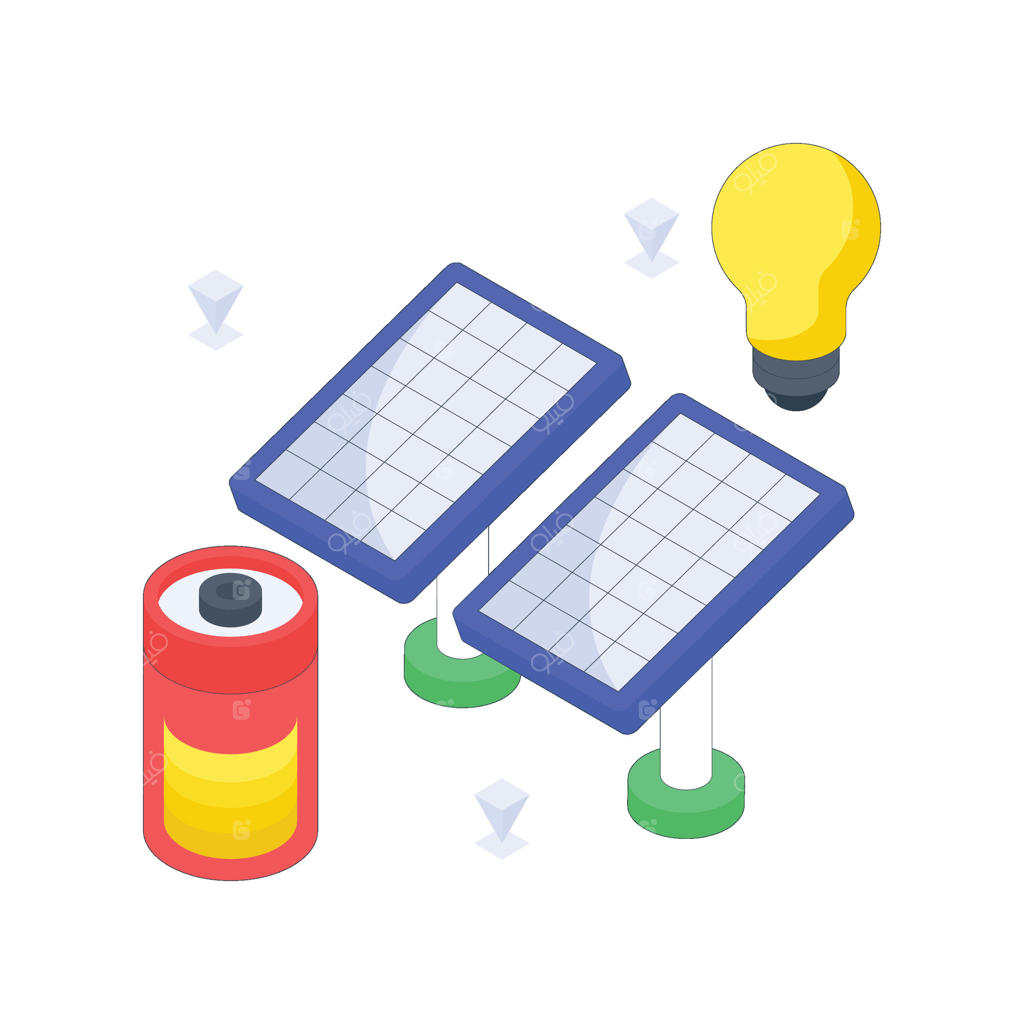 تصویر ایزومتریک و رنگارنگ از صفحات خورشیدی