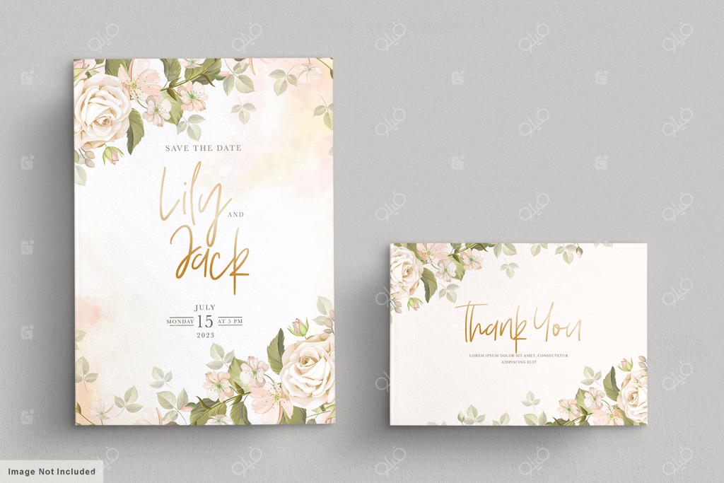 ست کارت دعوت عروسی با طرح گل و نقاشی دستی