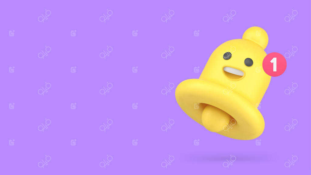 زنگ هشدار و اعلان: بنر شخصیت ایموجی خنده‌دار با فضایی برای متن