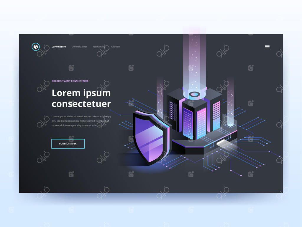 تصویر وکتور ایزومتریک از مکانیزم حفاظت دیجیتال، حریم خصوصی سیستم. امن کردن داده‌ها.