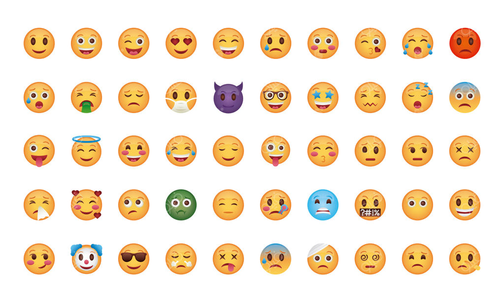 مجموعه‌ای از آیکون‌های صورتک‌های احساسی