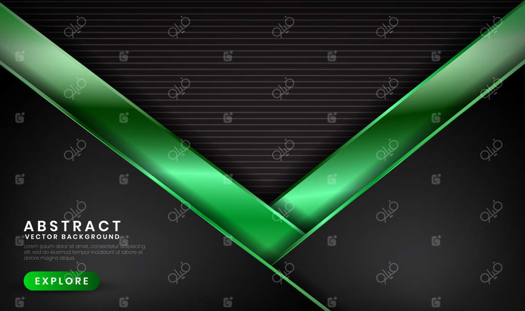 پس‌زمینه لوکس سه‌بعدی مشکی و سبز با افکت نور