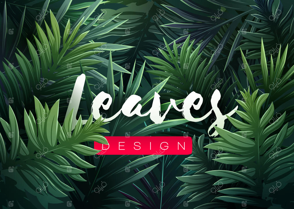 زمینه‌ی روشن استوایی با گیاهان جنگلی: پترن بکر با برگ‌های نخل.