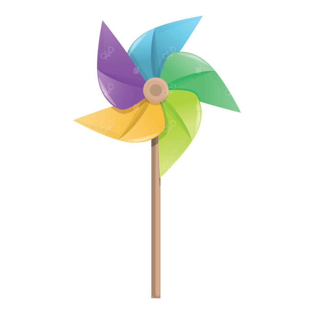 وکتور کارتونی آیکون بادنما کاغذی. اسباب‌بازی بادبادک