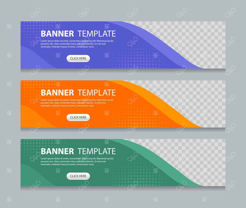 قالب پس‌زمینه بنر وب افقی با طراحی سه رنگ