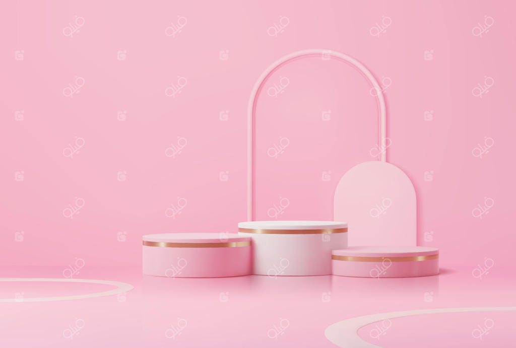 سکوهای سه‌بعدی صورتی، پایه‌های گرد واقعی وکتور حرفه‌ای