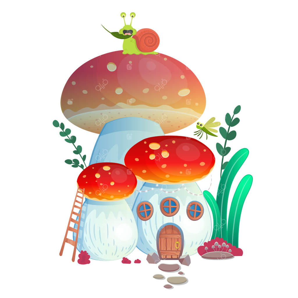 تصویرسازی وکتور خانه قارچی.