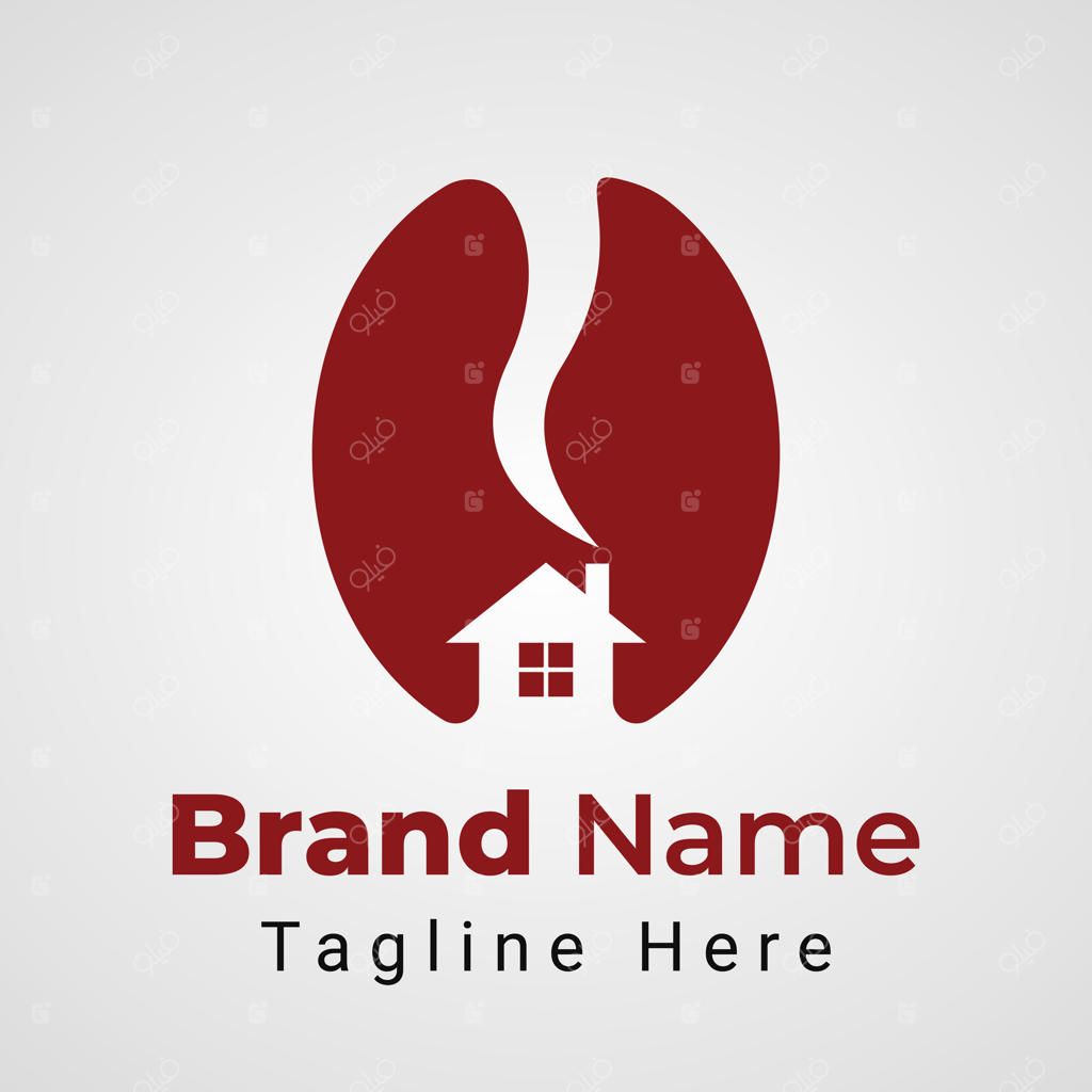 لوگوی خانه قهوه؛ طرحی شیک و ساده از دانه قهوه به شکل خانه با استفاده از فضای منفی