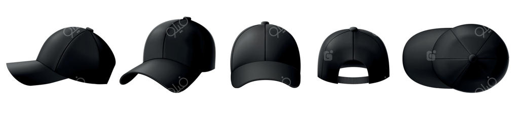 مدل‌سازی کلاه سیاه: قالب‌های کلاه بیسبال و کلاه ورزشی با نمای سه‌بعدی و واقعی از بالا