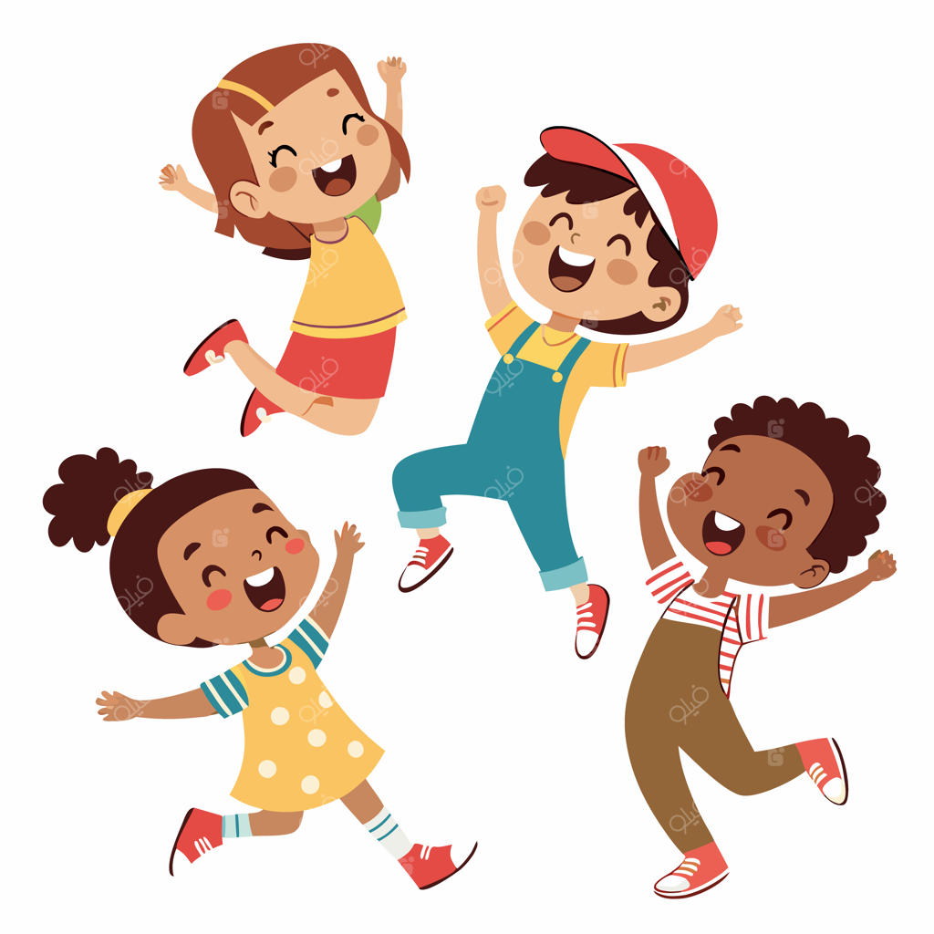 بچه‌های شاد در حال پریدن
