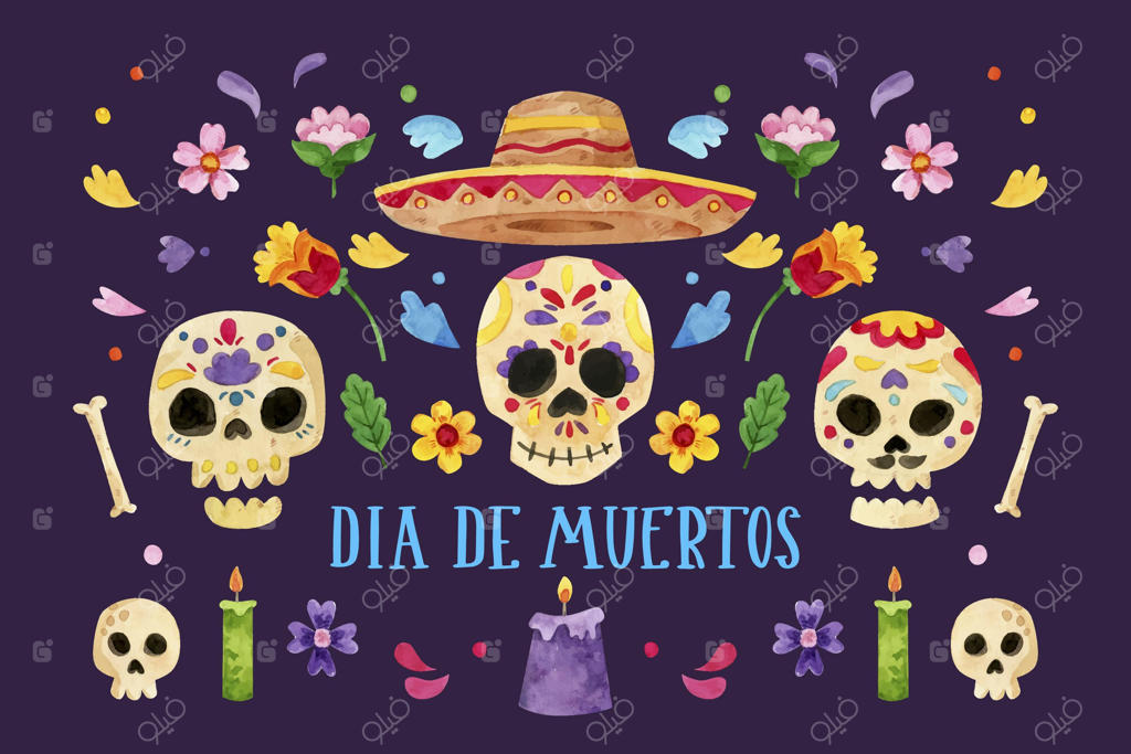 پس‌زمینه آبرنگی روز مردگان