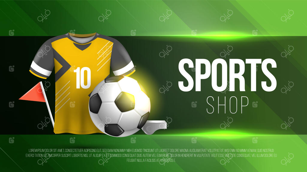 قالب فروشگاه فوتبال با پس‌زمینه سبز