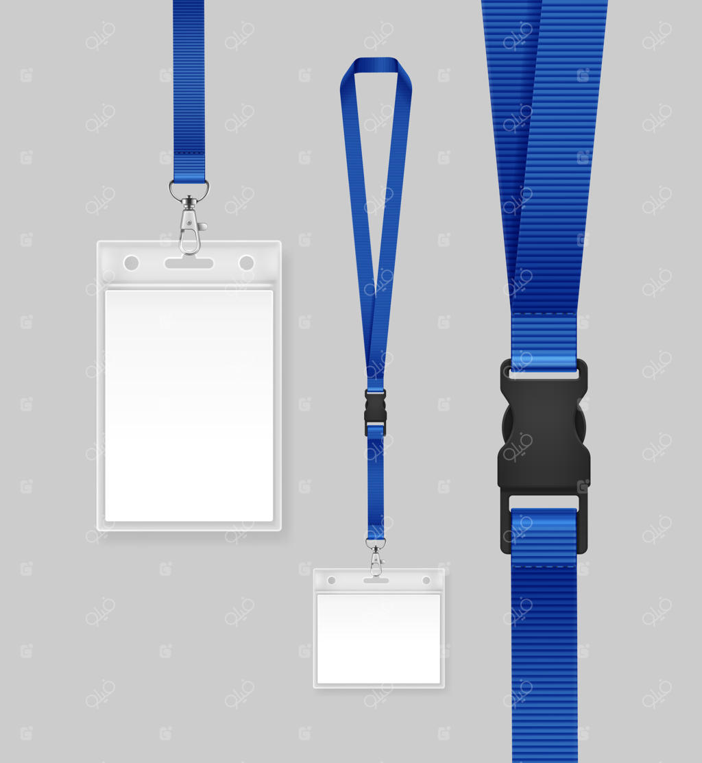 تصویر کارت شناسایی با روبان آبی.