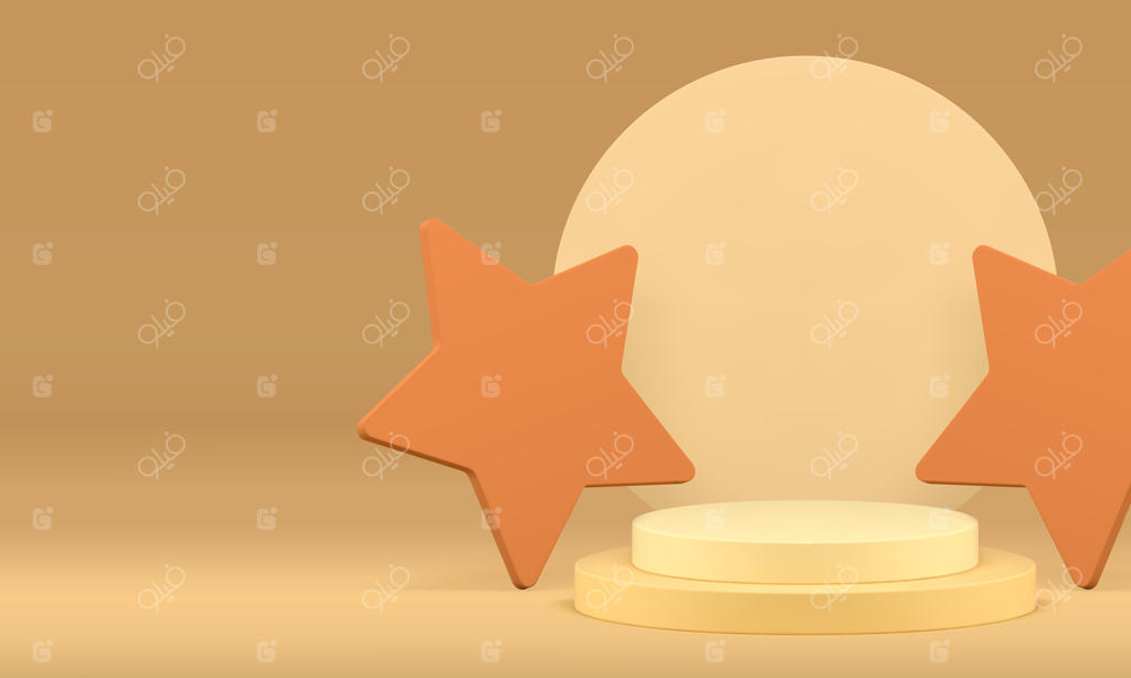 طرح سه‌بعدی جشنواره‌ای با استفاده از پاستل: پایه نگهدارنده با ستاره‌ها برای نمایش محصولات