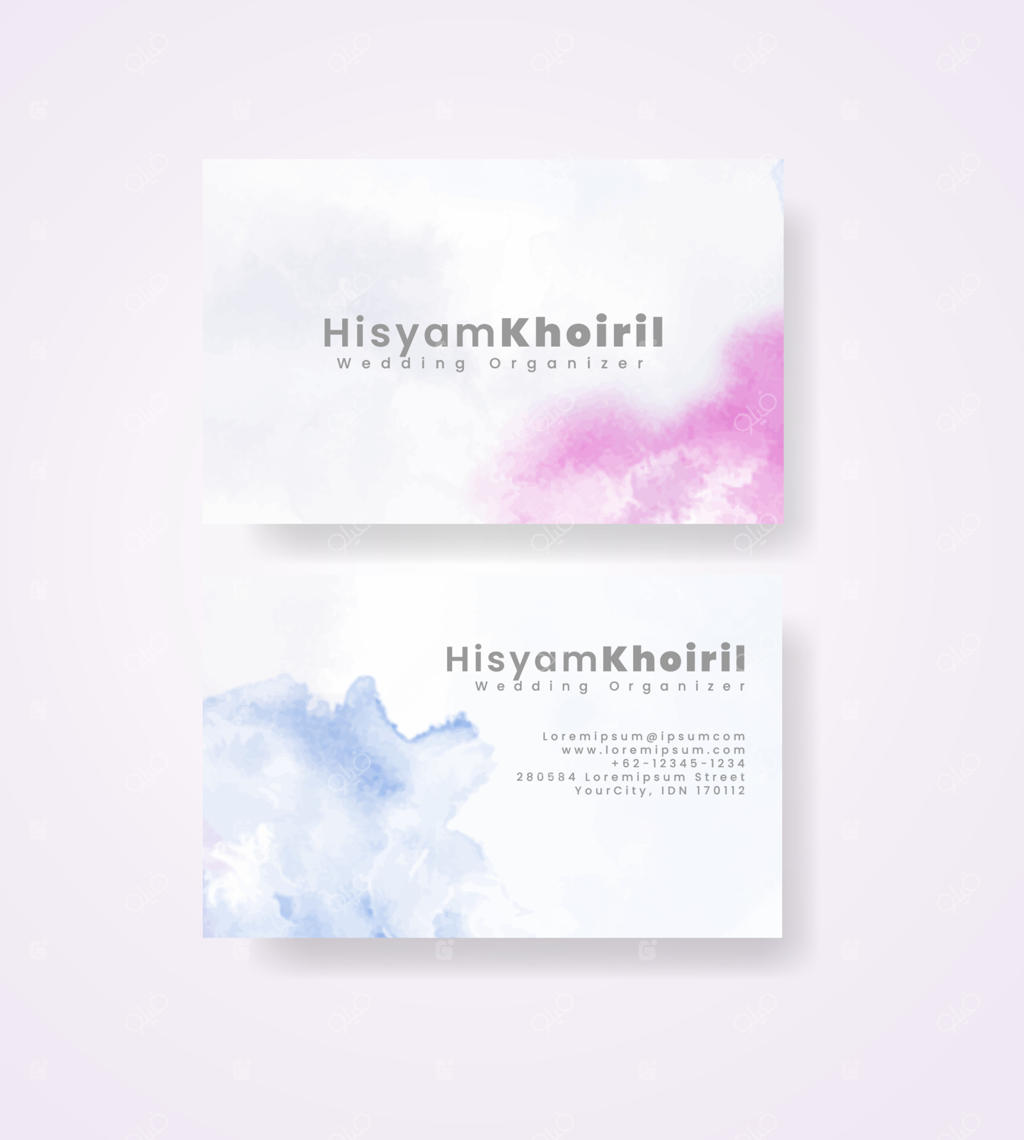 قالب زیبای کارت ویزیت با رنگ‌آمیزی آبرنگی