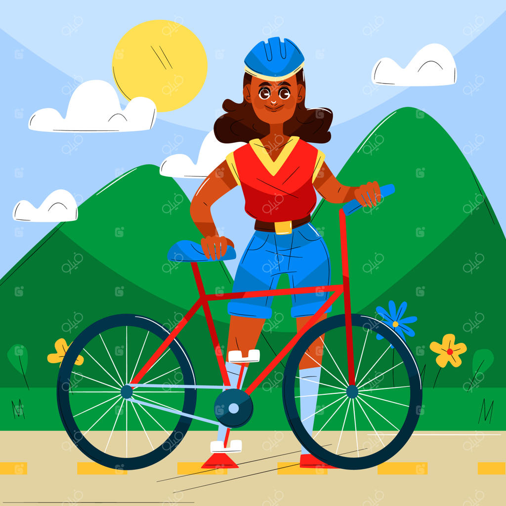 تصویرسازی روز جهانی دوچرخه‌سواری در دنیای مسطح