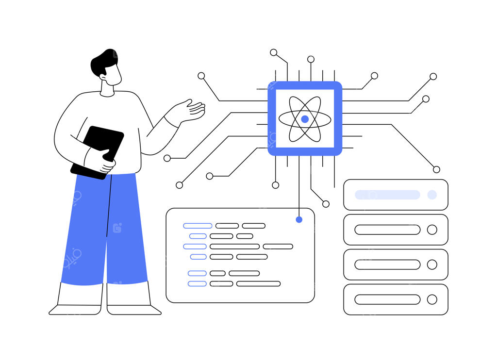 تصویرسازی وکتور از مفهوم انتزاعی رایانش کوانتومی